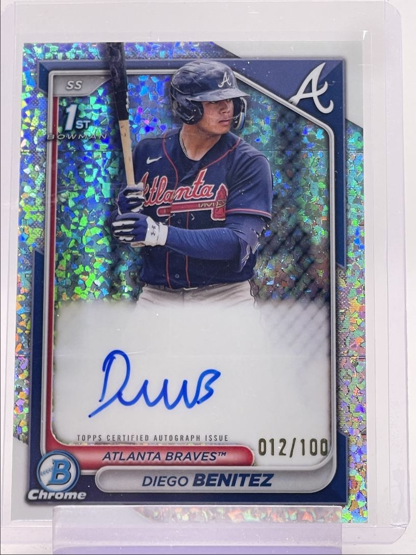 DIEGO BENITEZ 2024 BOWMAN CHROME 1ST MINI DIAMOND BRAVES AUTO /100 Q0963