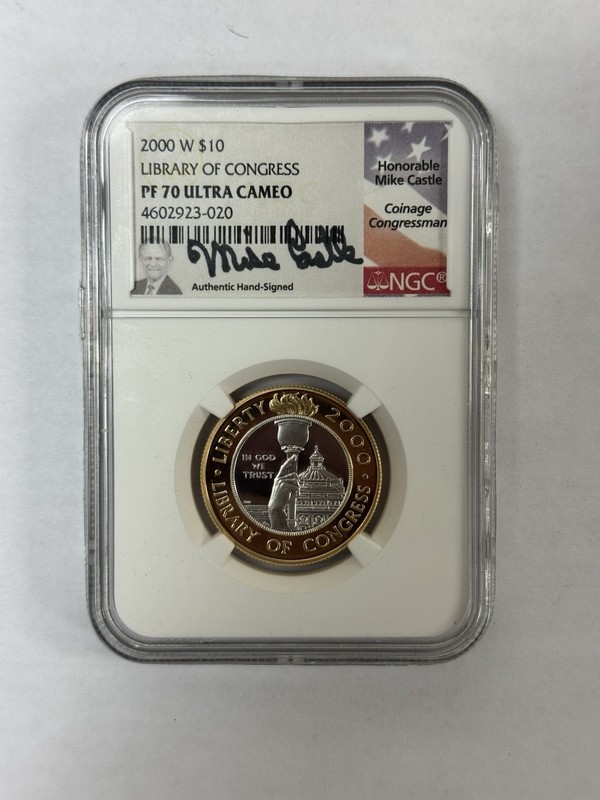 2000 W $10 Library Of Congress NGC PF70 Ultra Cameo Signed mike castel