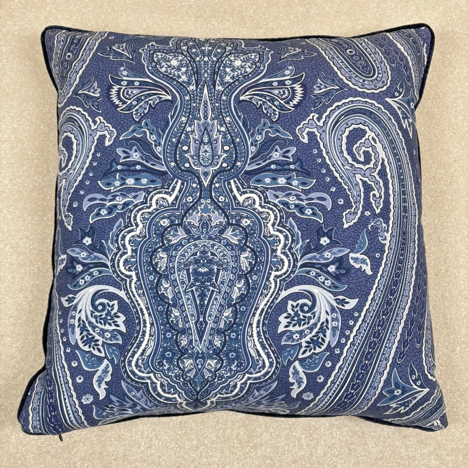 Funda de Almohada Ralph Lauren Hogar Azul Paisley Decoración 18x18 Acento Foto 2 de 4