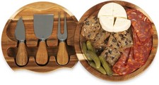 TOSCANA 7” Wooden Acacia Brie Cheese Board With Swivel Tool Set NIB