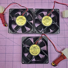 Qty 3 New ADDA AD0812MS-A70GL PC Cooling Fans 80MM DC12V 0.15A 4 pin molex power