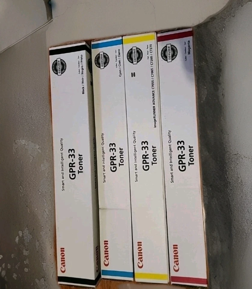 ¡JUEGO DE 4! Cartuchos de tóner Canon GPR-33 OEM negro cian amarillo magenta / SELLADOS Foto 2 de 2