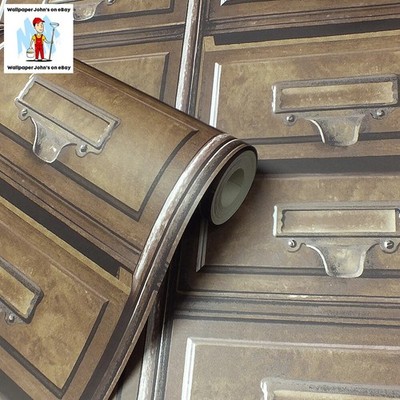 Einzigartige Retro Stil Aktenschrank Tapete, rustikales braunes Schubladendesign