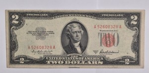 $2 1953-A RED SEAL US United States Note Avg Circ *6967