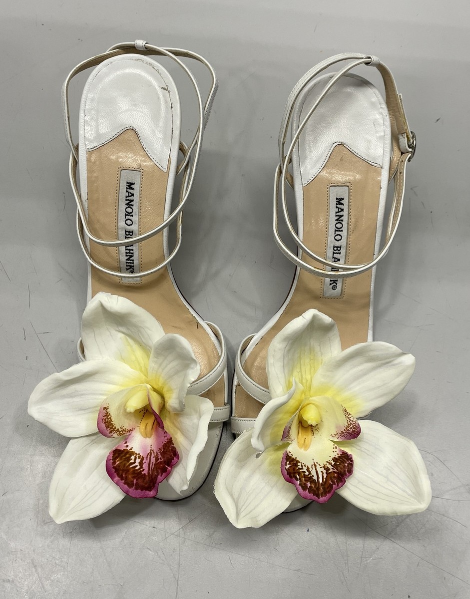 Manolo Blahnik White Orchid Heels Women's Size 6.5 | eBay