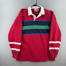 Vintage Lands End Rugby Shirt Mens XL Striped Heavy Cotton 90s Made in USA