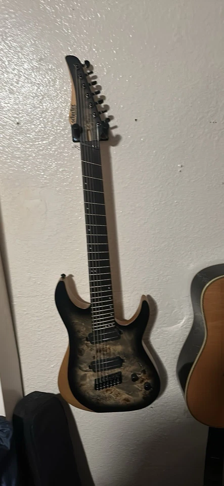 Guitarra eléctrica Schecter Reaper-7 multiescala en ráfaga de carbón satinado Foto 2 de 3