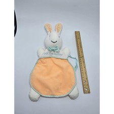 PAT THE BUNNY infant lovey Paci holder Peach white blue