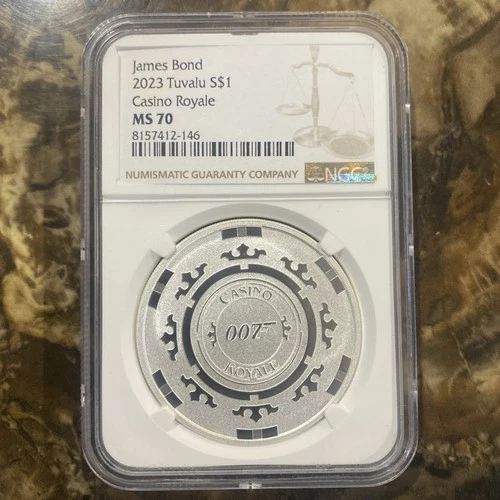 2023 Tuvalu 1oz Silver James Bond 007 Casino Royale Coin NGC MS70