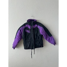 Vintage AKOR Purple Black Puffer Jacket Women's Medium Winter Ski