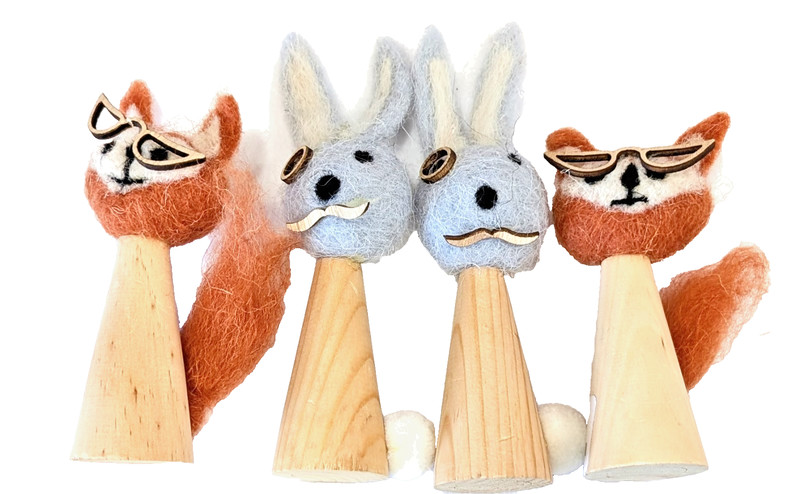 Eloise Wood Wooden Felt Fox Rabbit Figurine Toy Decoration