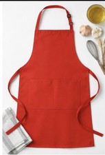 Kitchen Chef Bib Apron RED 2 Pockets Catering Restaurant 30 x 34 inch Set 2