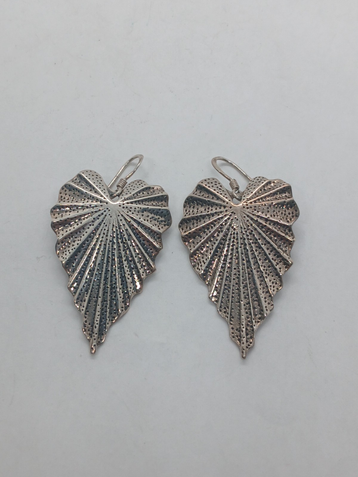 Sterling Silver 925 Leaf Dangle Drop Earrings - image 1