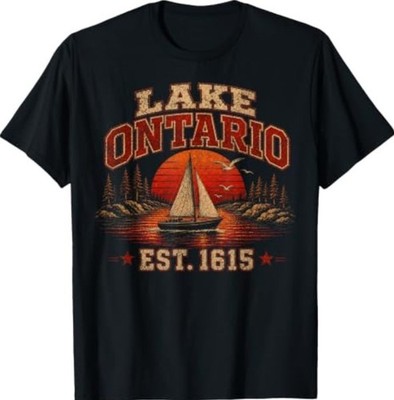 Retro Sunset Great Lakes Lake Ontario T-Shirt12