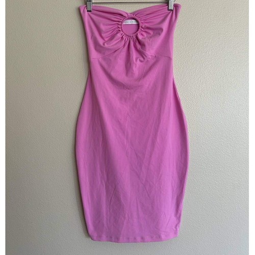 Susana Monaco Pink Strapless Bodycon Mini Dress XS Coquette Y2K O Ring Cutout