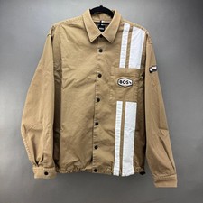Hugo Boss S-Olson-Race Brown Canvas Snap Front Mens Shacket Size 2XL Relaxed Fit