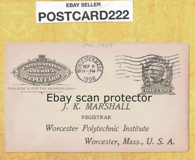 MA Worcester 1908 antique postcard WPI POLYTECHNIC INSTITUTE Mass to Alvah Reeby