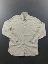 Canali Dress Shirt Mens Medium Gray Houndstooth Button Down Long Sleeve Italy