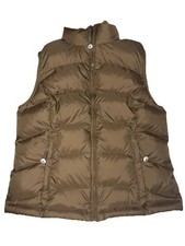 LL Bean Womens Puffer Goose Down Insulated Vest Brown Full Zip Lightweight Sz M