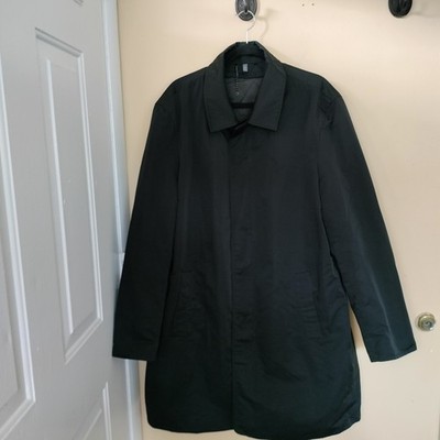 American Airlines Mens L  LNG  Black Lined Trench Coat Flight Attendant Pilot 