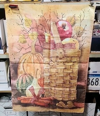Outdoor Fall Or Halloween Flag Banner Apples Basket Pumpkin
