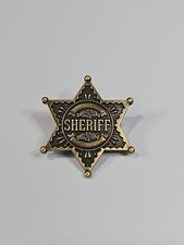 Sheriff Novelty Badge Lapel Pin Hexagonal Star Bronze Color 