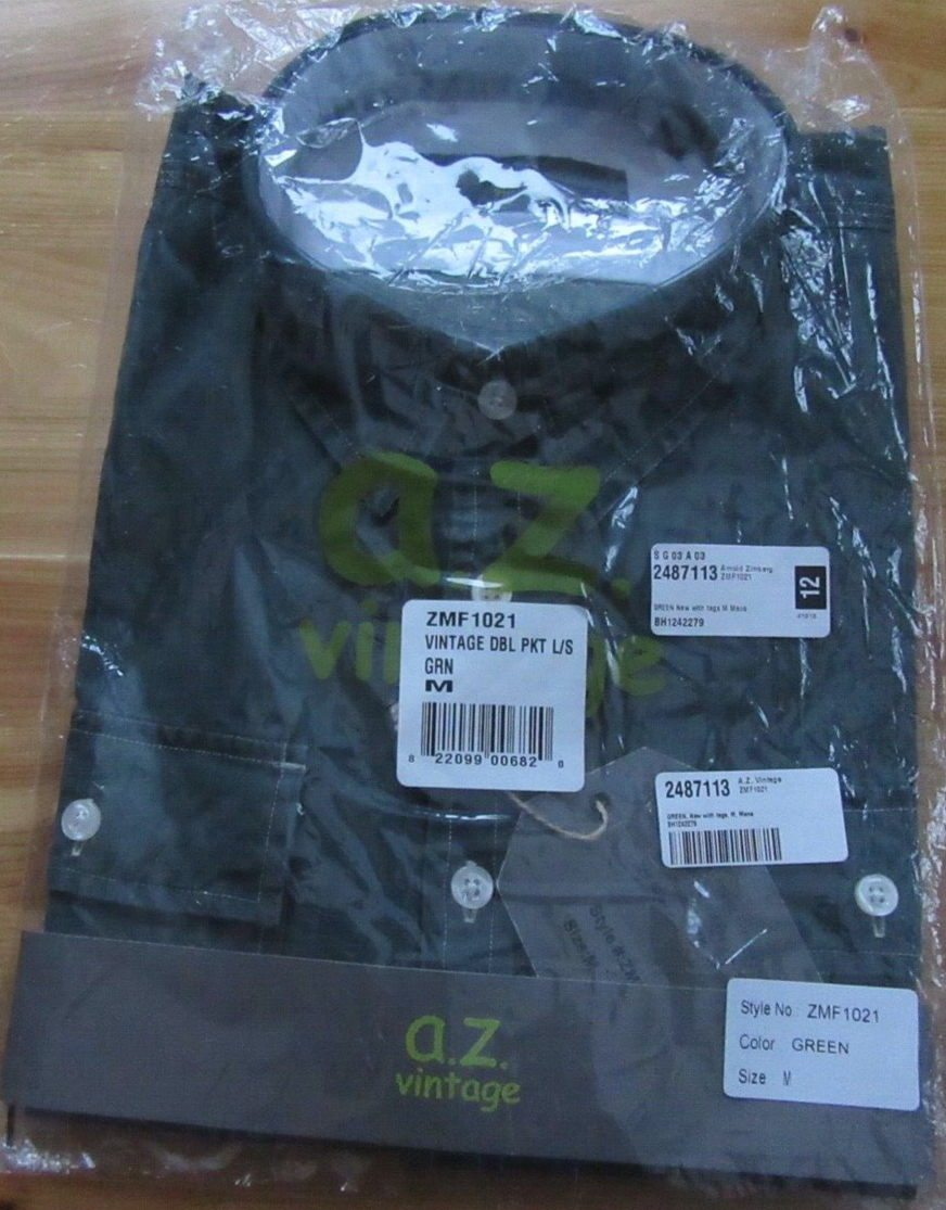 A.Z Vintage M Green DBL PKT LS Button Down Dress Shirt NWT Very