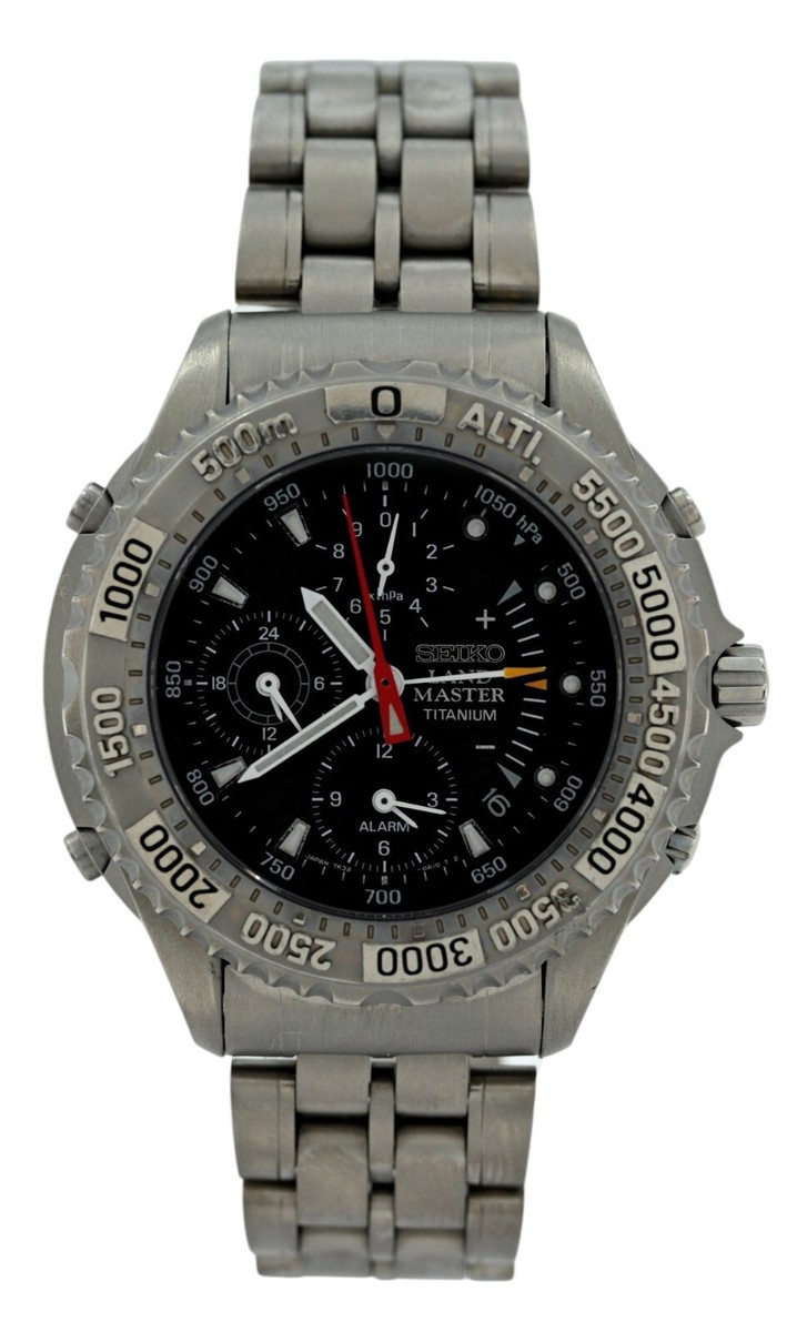 Men's 41mm Seiko Titanium Landmaster SBCN003 Black Dial Watch! Ref