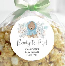 24 x Baby Shower Personalised Stickers, ready to Pop, 45mm