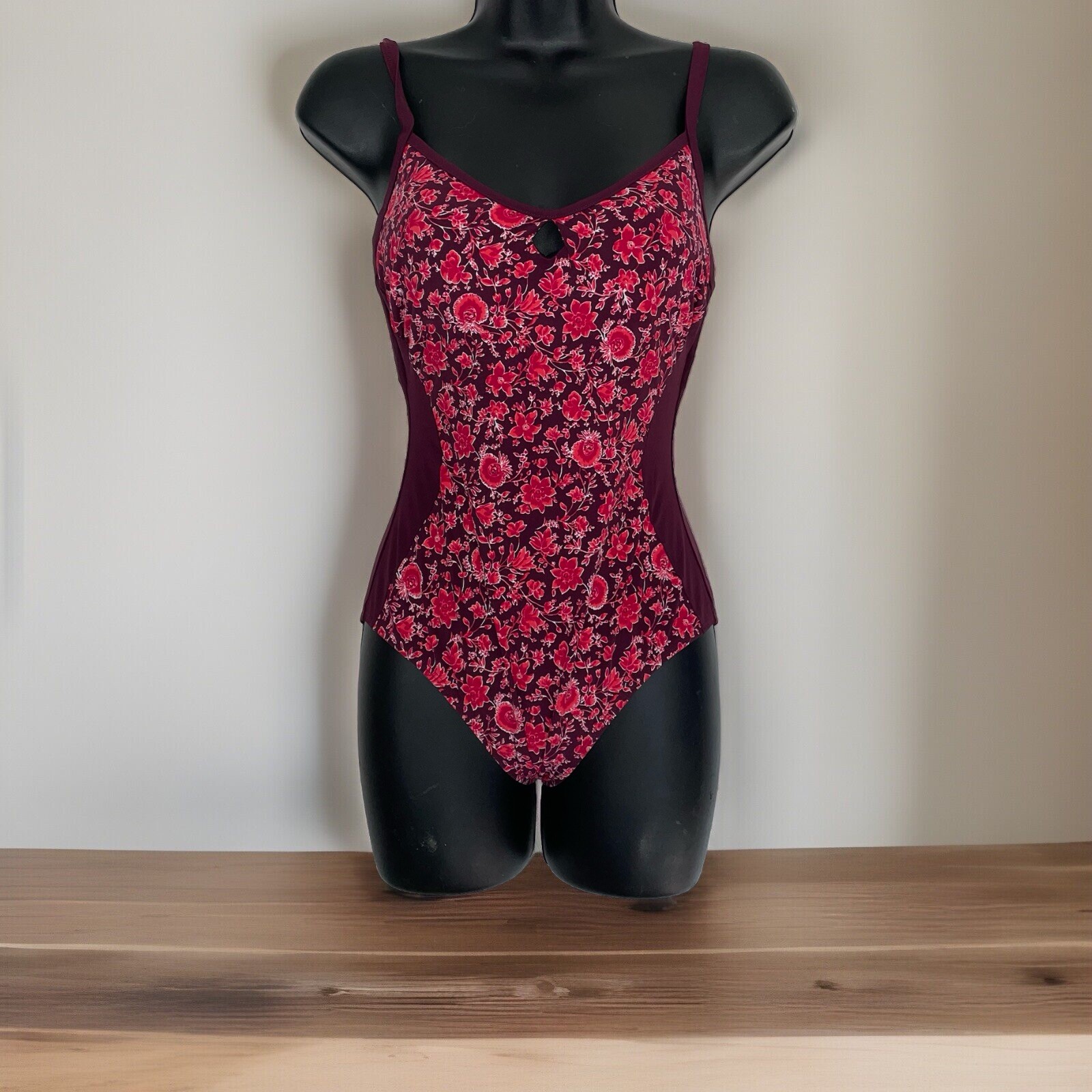 LL Bean Swimsuit Womens 4 One Piece Seashore Sweetheart Tanksuit Plum Swim V12