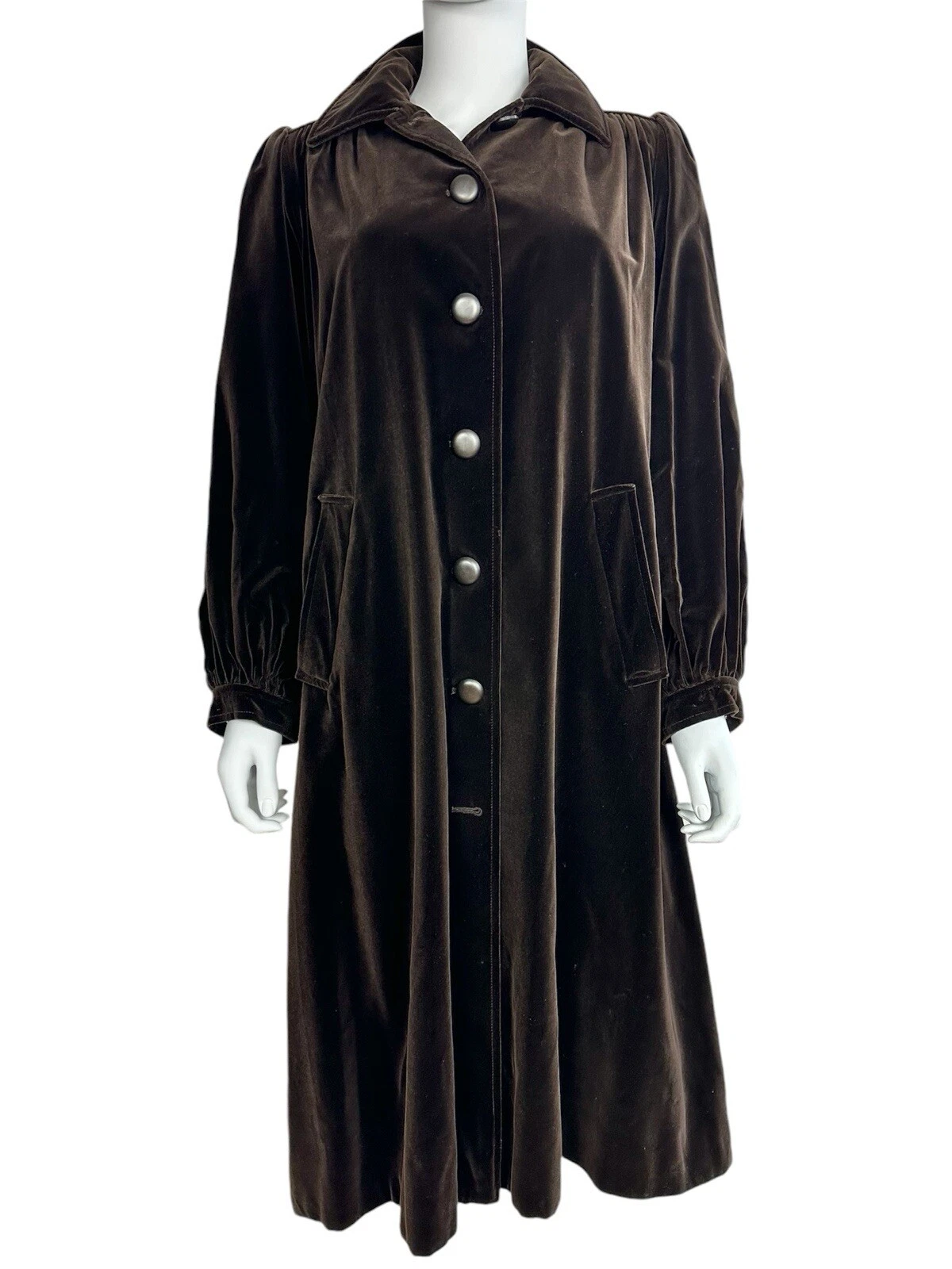SAINT LAURENT (YSL) Cappotto classico velluto marrone Yves Saint Laurent anni 70 taglia FR 36