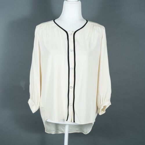 Rag and Bone White Silk Blend Button Up Pleated Blouse  - SZ 0 - Picture 1 of 11