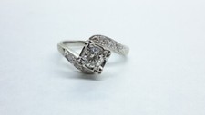 Vintage Diamond Engagement Ring, 14k White Gold ring