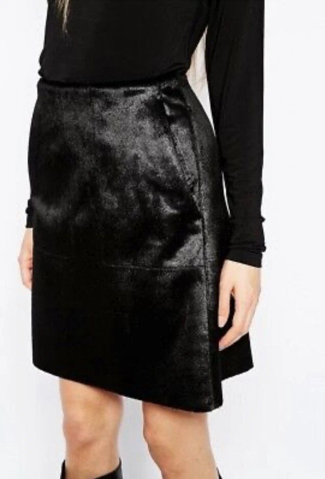 Minifalda URBANCODE LONDON/ASOS imitación piel de pony/piel/aline para el cabello~Reino Unido 8/Estados Unidos 4 Foto 2 de 4