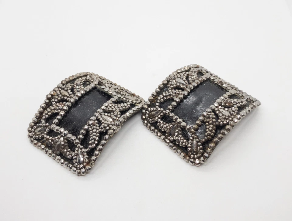 Fivelas de sapato georgianas antigas de aço com corte ornamentado - Imagem 2 de 4