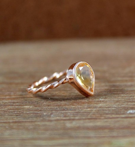 Natural Yellow Citrine Gemstone Handmade Band Ring 925 Sterling Silver Ring - Picture 5 of 7