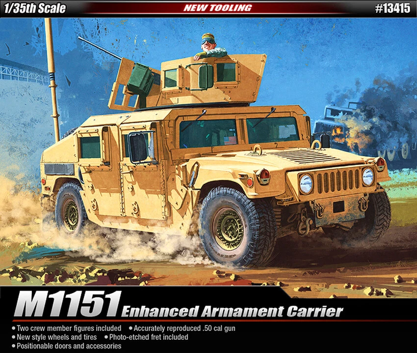 Academy 1/35 M1151 Enhanced Armament Carrier Humvee Car Plastic 