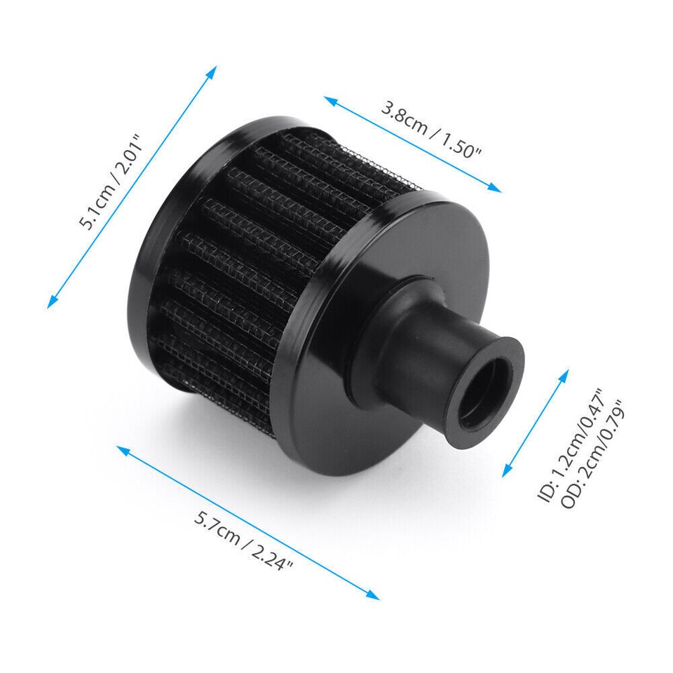 2-Pack 12mm Aluminum Crankcase Breather Filters – Universal Bolt-On Turbo Vent (Silver)