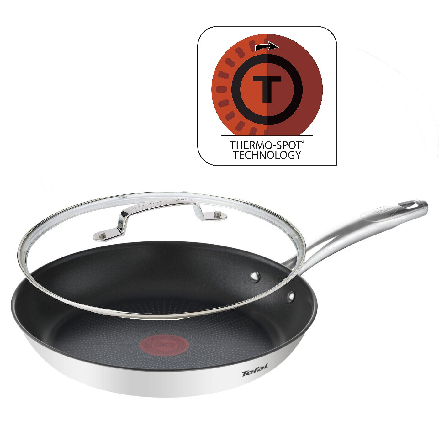 Sartén Sartén °24cm + Jamie Oliver Tapa Cristal Inducción TEFAL Duetto+ G73204