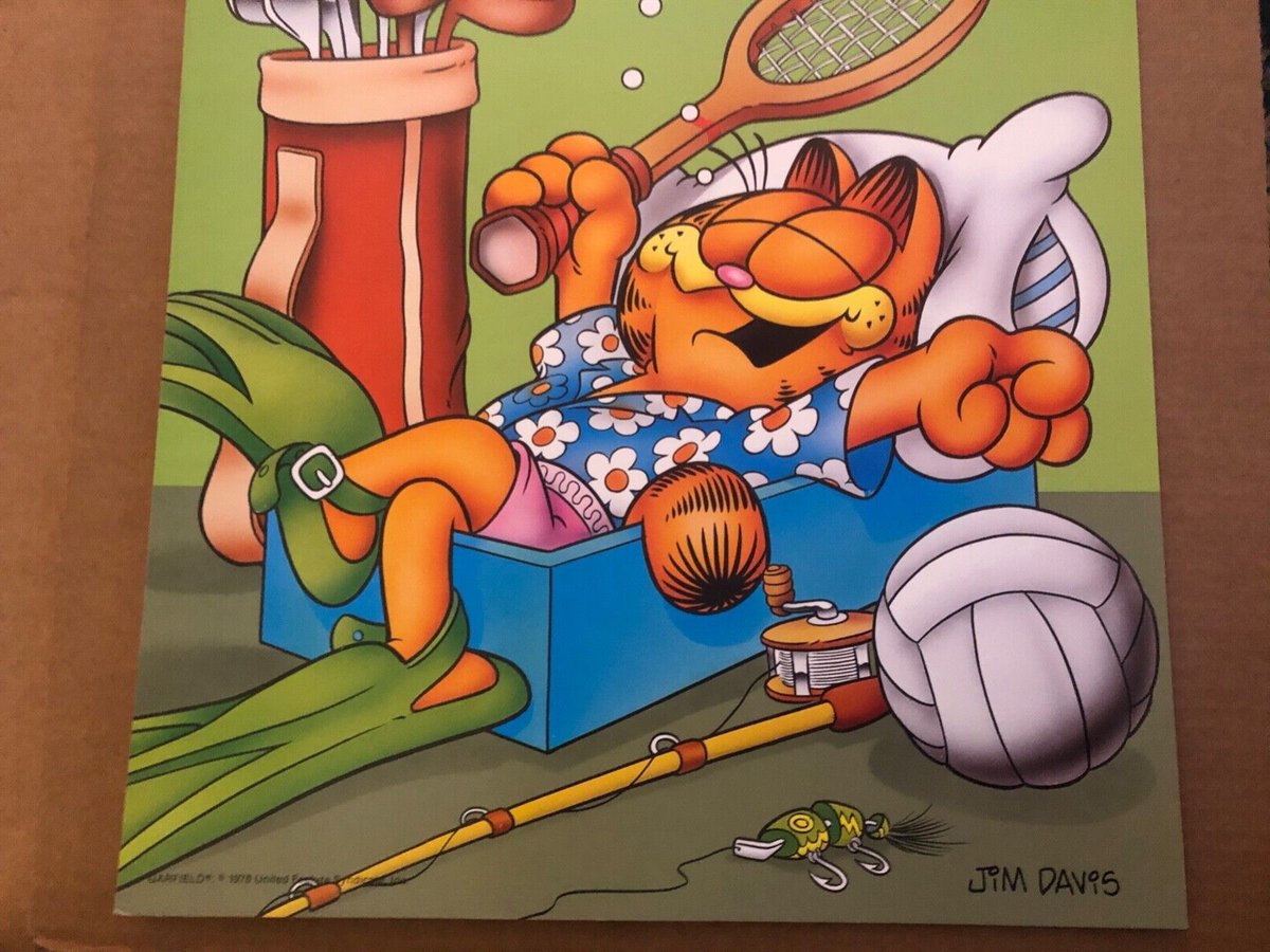 Vintage GARFIELD Wall Poster WAKE ME FOR THE WEEKEND Golf Vintage GARFIELD Wall Poster WAKE ME FOR THE WEEKEND Golf