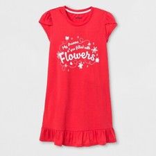 Cat  Jack Girls' Flowers Shorts Nightgown, Ultra Coral, Small 6/6X