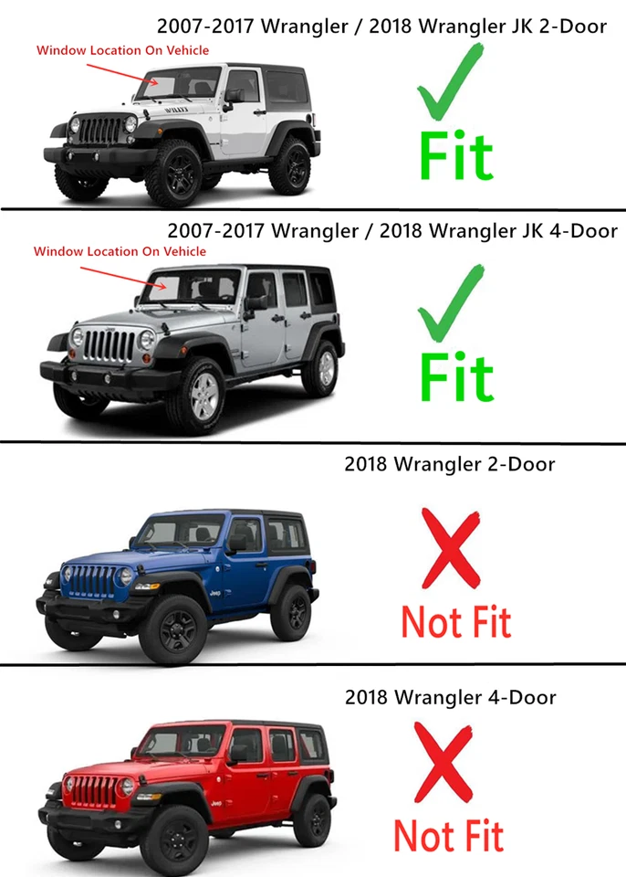 Fit 07-17 Jeep Wrangler 18 JK Front Windshield Window Glass w/o 3rd Visor Frit - Imagem 2 de 4