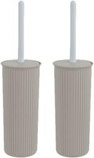 Ribbed toilet Brush Taupe 2 Pack , Decorative Bowel Scrub Brush with Handle