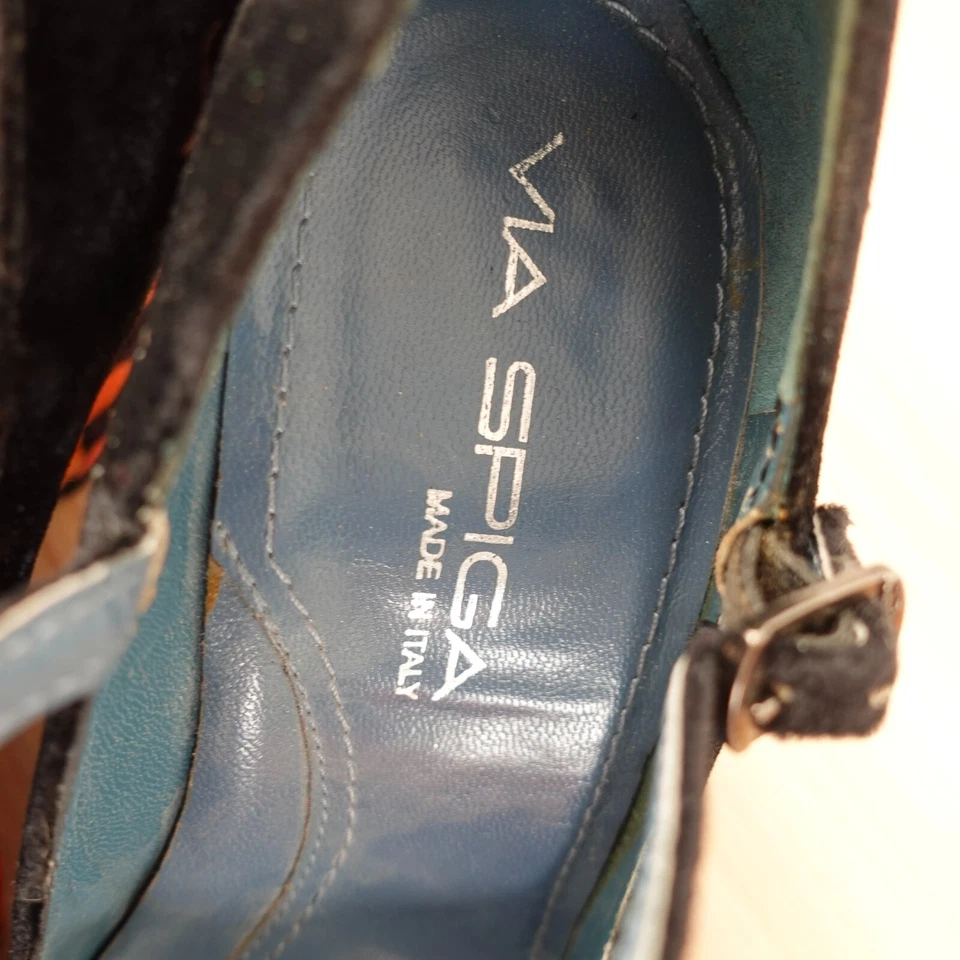 VINTAGE Rojo Floral Terciopelo Bomba Cuñas Mujer 5 M Victoriano Mary Jane VIA SPIGA Foto 3 de 4