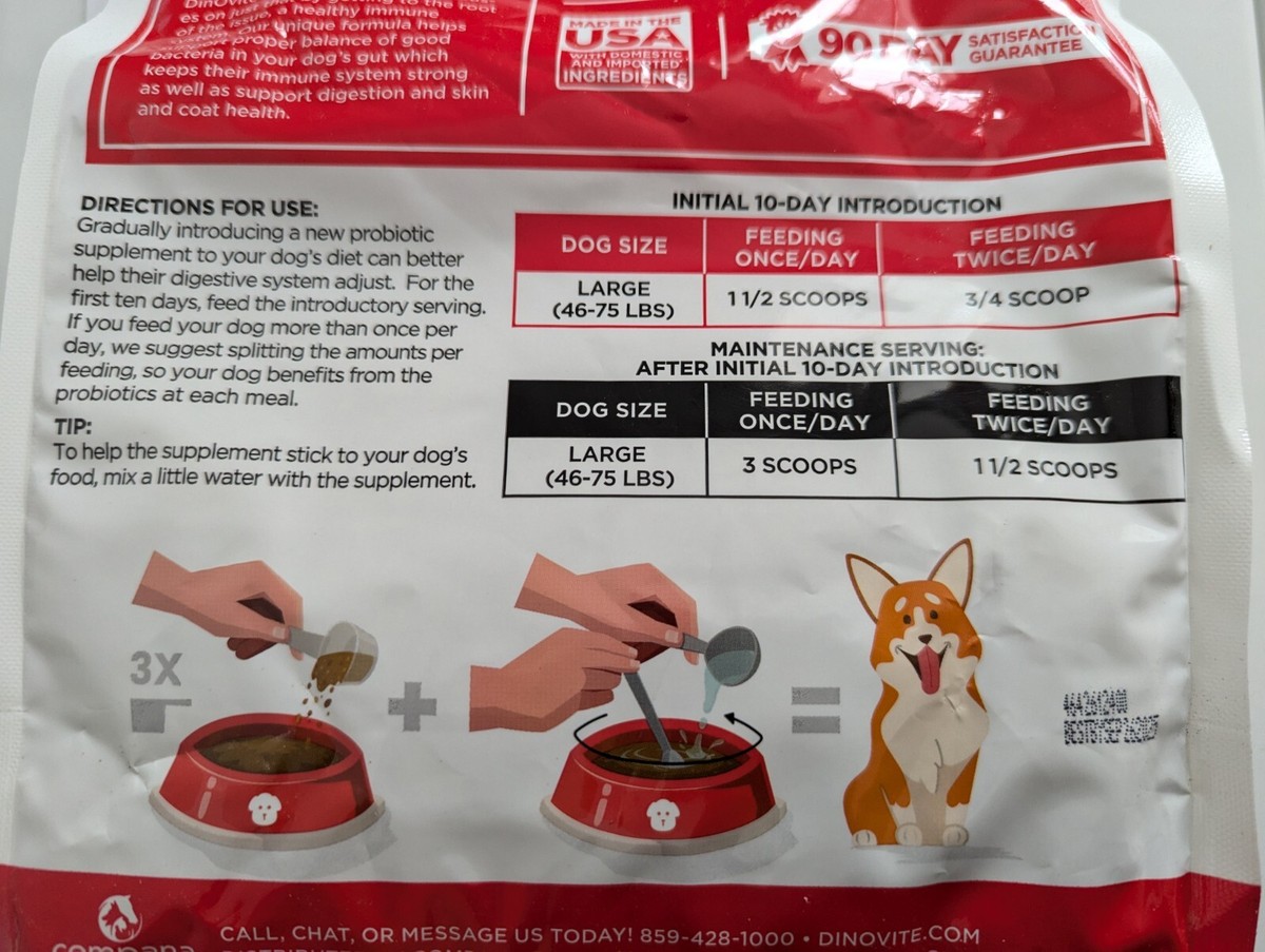 Dinovite for Large Dogs, 3-In-1 Probiotic Supplement Dogs 45-75