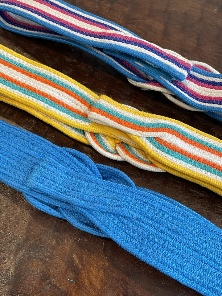 Cinturón Nudo Vintage Años 80 Cuerda Trenzada Ajustable Colores Primarios Festival Talla L/XL Foto 4 de 4