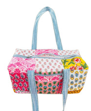 Quilted Cotton Weekender Travel Bag, Handmade Quilted Fabric Duffle Bag,
