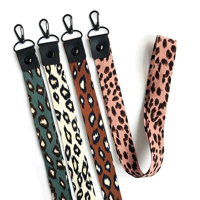 Leopard Print Lanyard Wrist Strap Keychain Badge ID Holder US Seller eBay