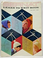 1965 Bernat Learn To Knit 127 Pattern Book 11 Beginner Projects Hats Vintag 9660