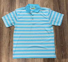 Links Titanium Men Sz L Large Short Sleeve Shirt Dress Polo Golf Teal Blue